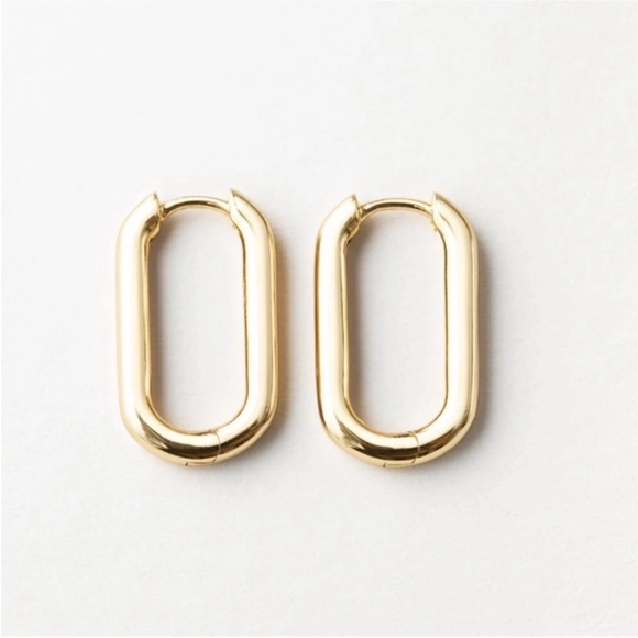 NWOT Carmine Gold Medium Huggie Earrings - Picture 2 of 6